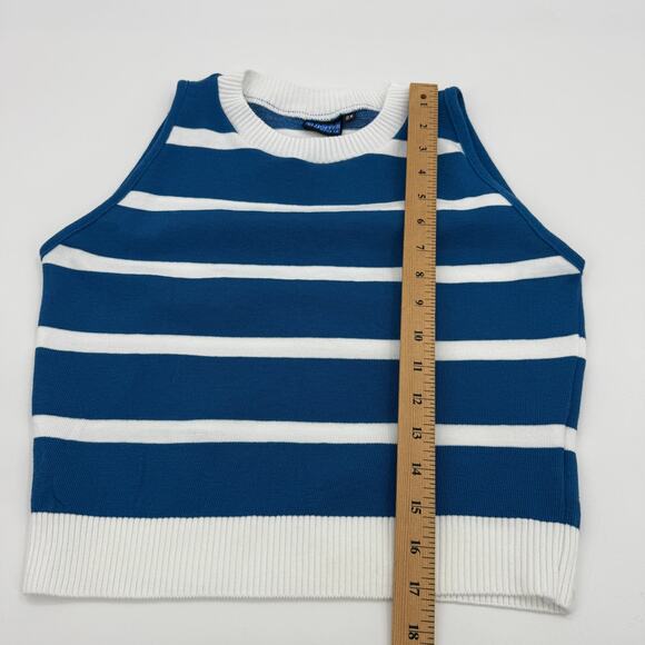 ELHOFFER Nautical Crop Fitted Knit Tank Size 2X US L Crew Neck Sailor Stripe USA - Picture 7 of 8